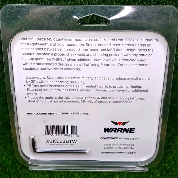 Warne X-SKEL Skeletonized 30mm Zero MOA Scope Mount, Matte Black - XSKEL30TW - Picture 6 of 6